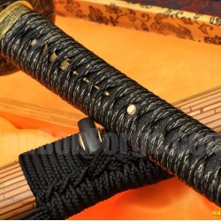 Japanese Samurai Sword Unokubi-Zukuri Full Tang Clay tempered Blade Bamboo Sheath