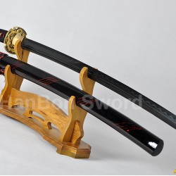 Fully Hand Forged Damascus Black Steel Clay Tempered Blade Dragon Koshirae KATANA Japanese Samurai Sword