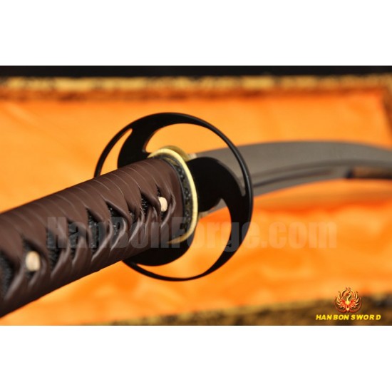 Japanese Samurai Sword Unokubi-Zukuri Full Tang Clay tempered Blade Leather straps