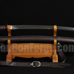 Japanese Samurai Sword Unokubi-Zukuri Full Tang Clay tempered Blade Leather straps