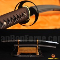 Japanese Samurai Sword Unokubi-Zukuri Full Tang Clay tempered Blade Leather straps