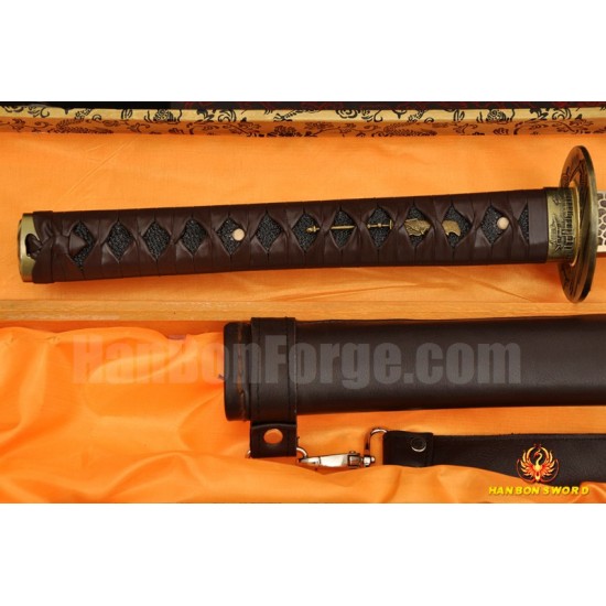 CLAY TEMPERED FULL TANG BLADE KATANA LEATHER STRAPS HIGH QUALITY JAPANESE SAMURAI SWORD