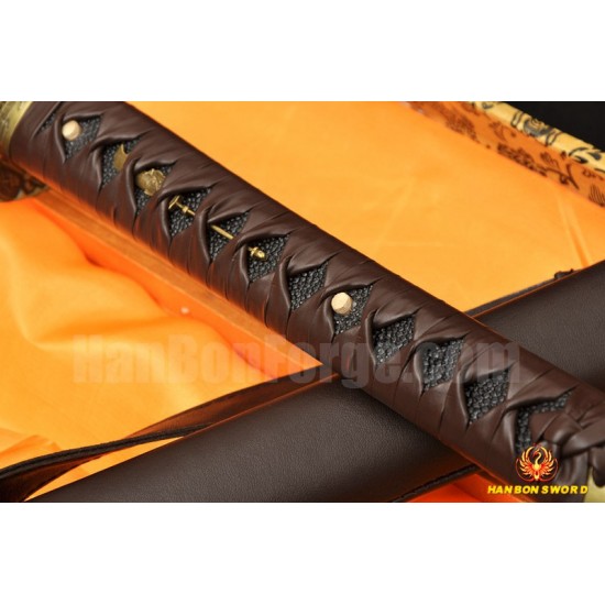 CLAY TEMPERED FULL TANG BLADE KATANA LEATHER STRAPS HIGH QUALITY JAPANESE SAMURAI SWORD