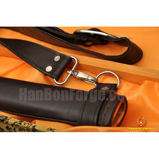 CLAY TEMPERED FULL TANG BLADE KATANA LEATHER STRAPS HIGH QUALITY JAPANESE SAMURAI SWORD