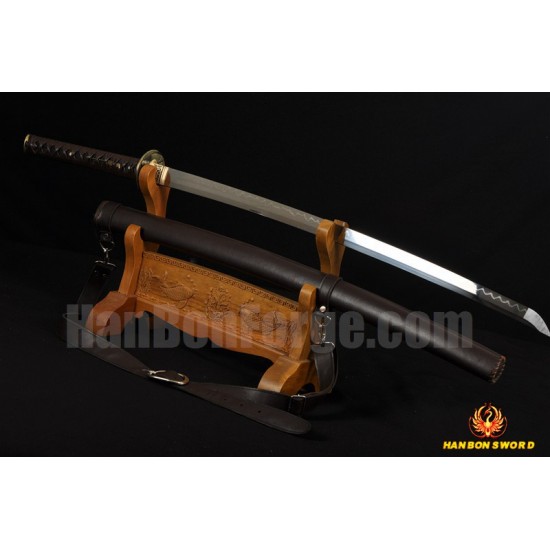 CLAY TEMPERED FULL TANG BLADE KATANA LEATHER STRAPS HIGH QUALITY JAPANESE SAMURAI SWORD