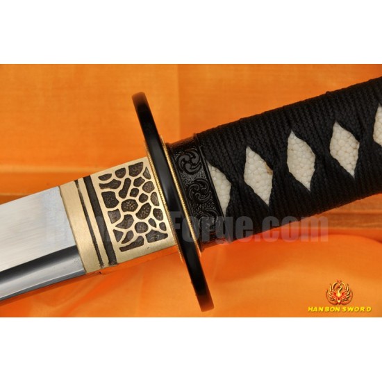 Hand Forged Japanese Samurai Sword KATANA CLAY TEMPERED FULL TANG BLADE BAMBOO SAYA