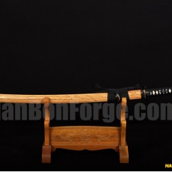 Hand Forged Japanese Samurai Sword KATANA CLAY TEMPERED FULL TANG BLADE BAMBOO SAYA