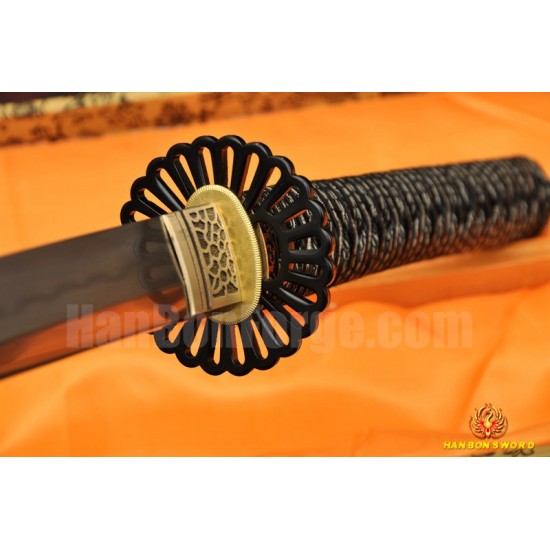 Fully Hand Forged Damascus Steel Clay Tempered Blade IRON Koshiare KATANA Japanese Samurai Sword