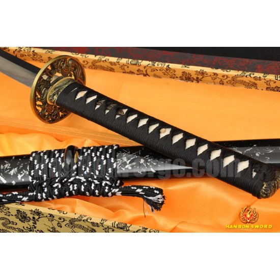 41" JAPANESE SAMURAI SWORD KATANA Damascus Steel Oil Quenched Full Tang Blade 