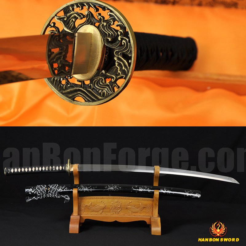 41" JAPANESE SAMURAI KATANA SWORD Damascus Steel Oil Quenched Full Tang