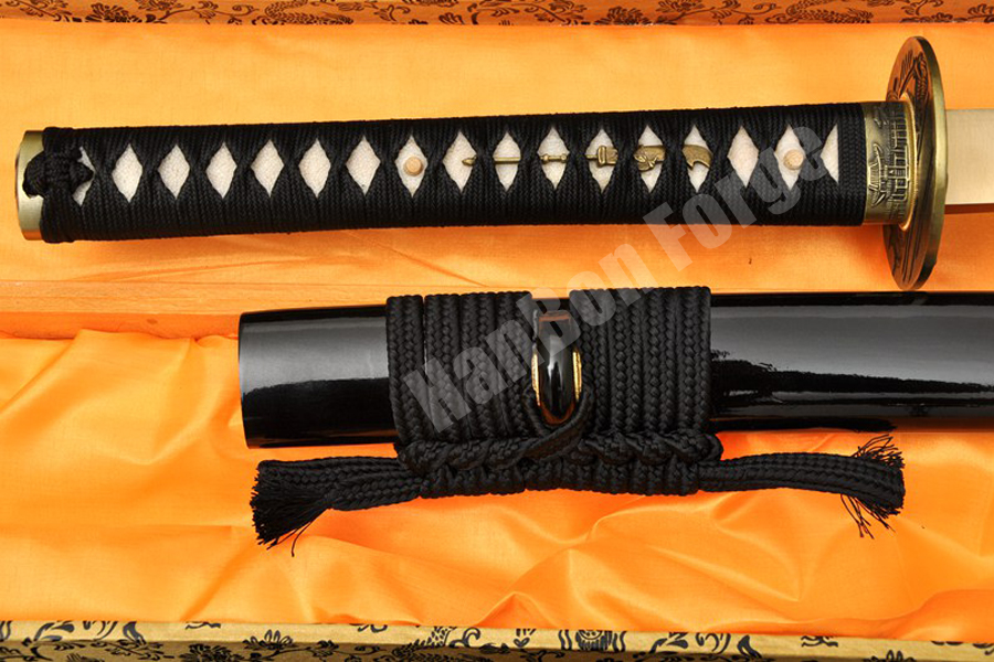 Details about   1060 HIGH CARBON  STEEL BLACK SHARP JAPANESE SAMURAI SWORD KATANA  BRASS TSUBA