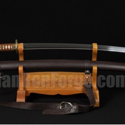 Leather Saya 8192 Layers Damascus Steel Oil Quenched Full Tang Blade Japanese Sword KATANA