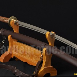 Leather Saya 8192 Layers Damascus Steel Oil Quenched Full Tang Blade Japanese Sword KATANA