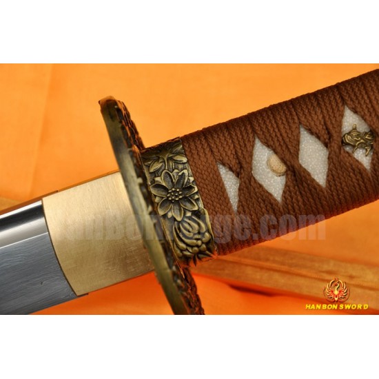 Leather Saya 8192 Layers Damascus Steel Oil Quenched Full Tang Blade Japanese Sword KATANA