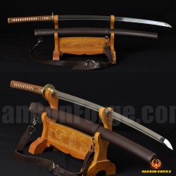 Leather Saya 8192 Layers Damascus Steel Oil Quenched Full Tang Blade Japanese Sword KATANA