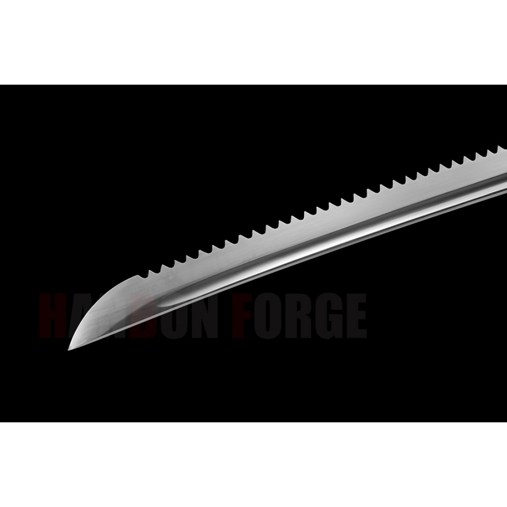Serrated Blade Japanese Samurai Sword Handmade T10 Steel Blade