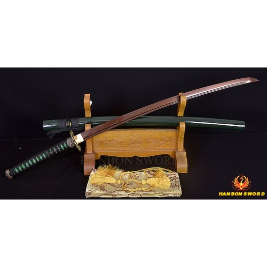 Handmade Japanese Samurai Sword KATANA Damascus Folded Steel Black & Red Full Tang Blade Handmade Japanese Samurai Sword KATANA Damascus Folded Steel Black & Red Full Tang Blade