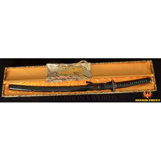 Handmade Japanese Samurai Sword KATANA Damascus Folded Steel Black & Red Full Tang Blade Handmade Japanese Samurai Sword KATANA Damascus Folded Steel Black & Red Full Tang Blade
