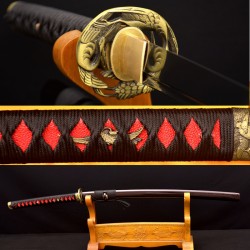 CRANE THEME TSUBA JAPANESE SAMURAI SWORD 1095 HIGH CARBON STEEL KOKATANA