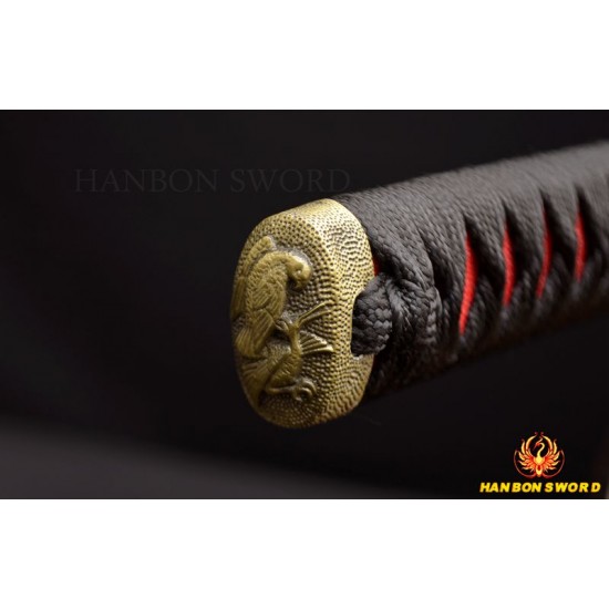 CRANE THEME TSUBA JAPANESE SAMURAI SWORD 1095 HIGH CARBON STEEL KOKATANA