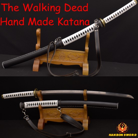 The Walking Sword-Michonne's Zombie Killer DAMASCUS Steel Clay Blade