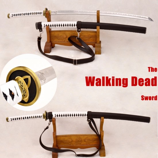 The Walking Dead Sword KATANA Samurai Japanese Michonne's Zombie Killer KOBUSE Blade Real Hamon Full Tang Steel