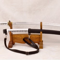Walking Dead Sword KATANA Samurai Japanese Michonne's Zombie Killer KOBUSE Blade Real Hamon Full Tang Steel Golden Alloy Tsuba