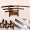 Japanese Samurai Sword Set Katana+Wakizashi+Tanto Folded Steel Full Tang Clay Tempered Blade Dragon Tsuba Custom