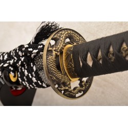 Genuine Rayskin Wrapped Saya KATANA Folded Steel Blade Japanese Samurai Sword Clay Tempered