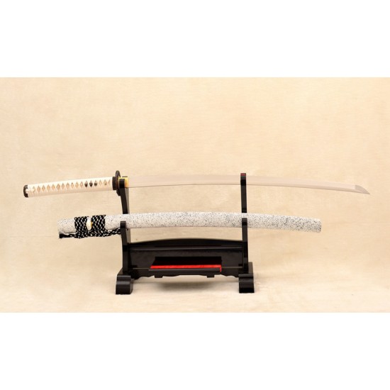 Japanese Samurai KATANA Sword 9260 Spring Steel Blade  Traditional Hand Forged Peony Tsuba