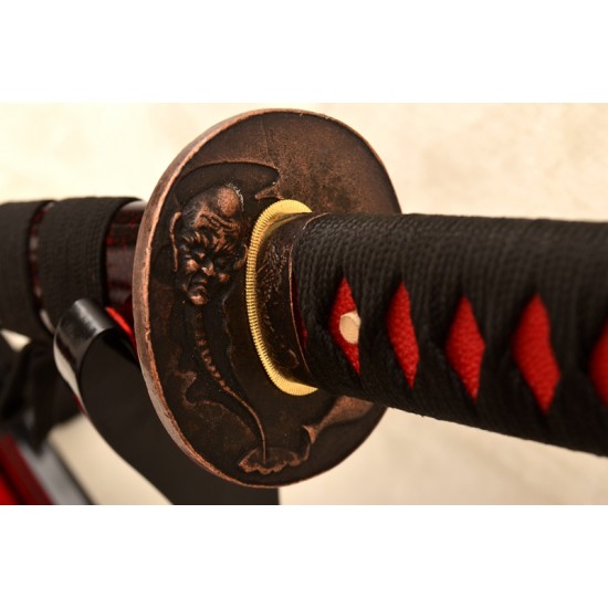 Full Tang 9260 Spring Steel KATANA Samurai Japanese Sword Monster Alloy Tsuba 