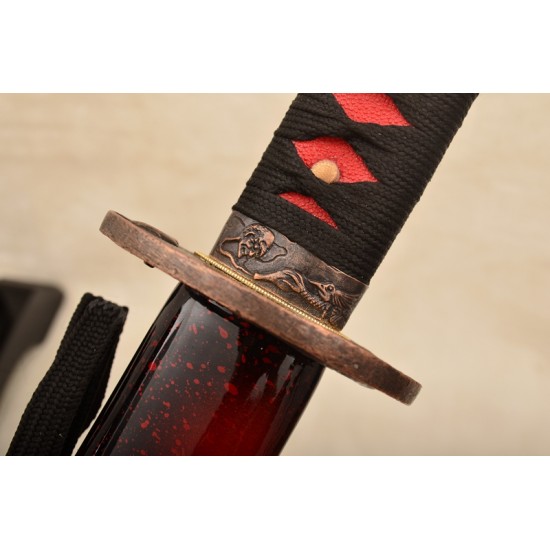 Full Tang 9260 Spring Steel KATANA Samurai Japanese Sword Monster Alloy Tsuba 