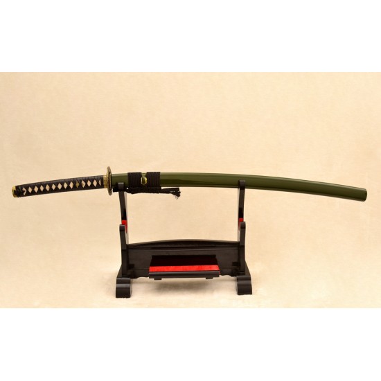 Folded steel KATANA samurai japanese eagle sword full tang blade leather tsuka-ito 