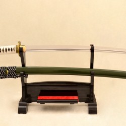 Samurai KATANA Japanese Sword 1095 High Carbon Steel Blade Leather Tsuka-Ito For Sale