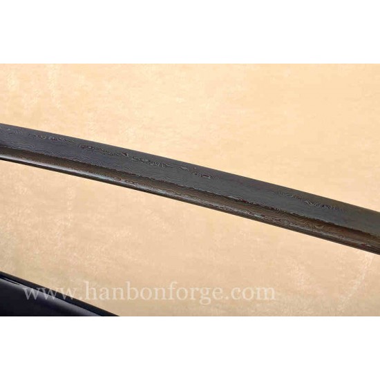 Blue Blade Folded Steel Full Tang KATANA Damascus Japanese Samurai Sword