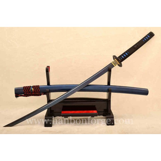 Blue Blade Folded Steel Full Tang KATANA Damascus Japanese Samurai Sword