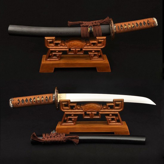 Clay Tempered Japanese Tanto Samurai Dragon Sword 1095 Carbon Steel Blade