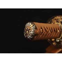 Clay Tempered Japanese Tanto Samurai Dragon Sword 1095 Carbon Steel Blade