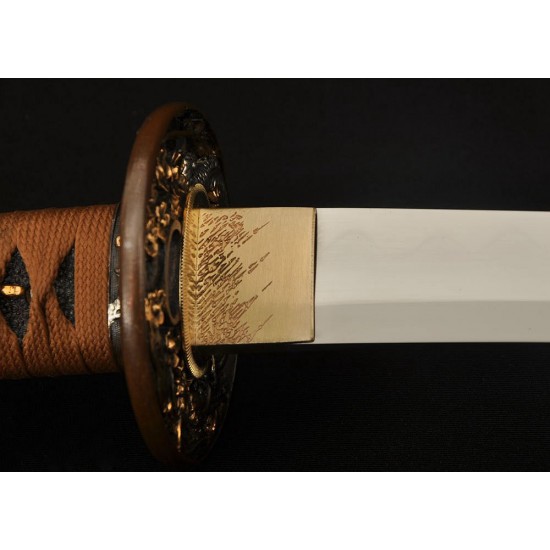 Clay Tempered Japanese Tanto Samurai Dragon Sword 1095 Carbon Steel Blade