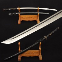 Damascus Folded Steel Clay Tempered Blade Japanese Samurai Katana Sword Sharp 