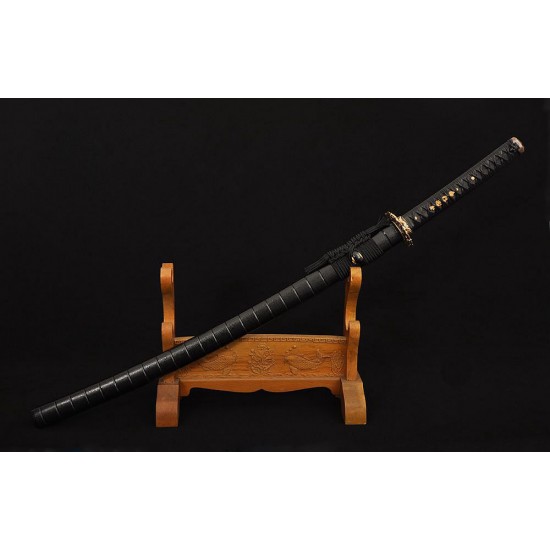 Clay Tempered Samurai KATANA Japanese Sword Damascus Folded Steel Blade Traditional Handmade