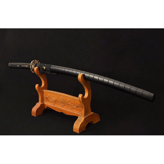 Clay Tempered Samurai KATANA Japanese Sword Damascus Folded Steel Blade Traditional Handmade