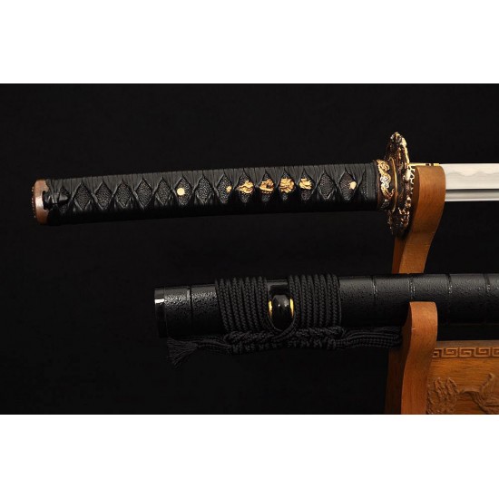 Clay Tempered Samurai KATANA Japanese Sword Damascus Folded Steel Blade Traditional Handmade