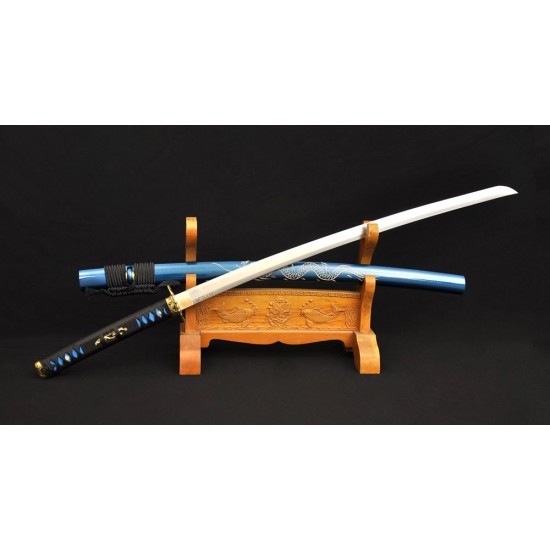 Folded Steel KATANA Japanese Samurai Full Tang Dragon Sword Clay Tempered Blade Handmade