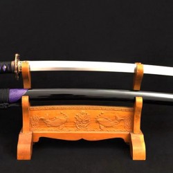 Folded Steel Samurai Japanese KATANA Sword Clay Tempered Blade Genuine Rayskin Saya