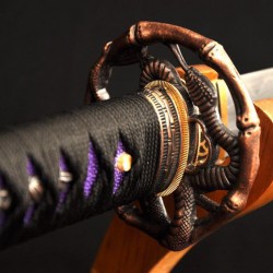 Folded Steel Samurai Japanese KATANA Sword Clay Tempered Blade Genuine Rayskin Saya