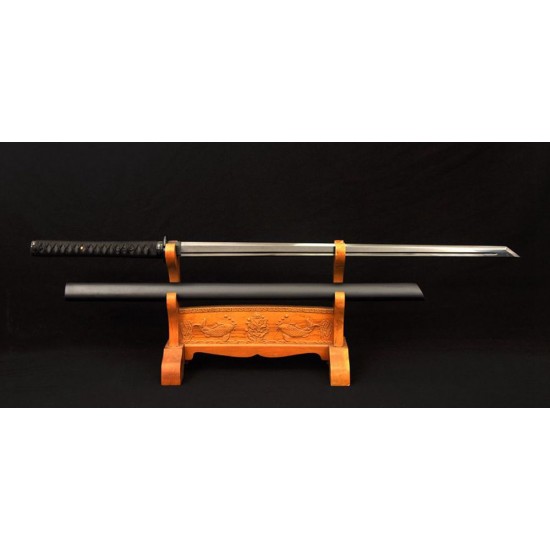 Japanese Ninjato Sword Samurai Black Carbon Steel Blade Kiriha Zukuri Full Tang