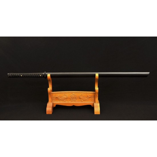 Japanese Ninjato Sword Samurai Black Carbon Steel Blade Kiriha Zukuri Full Tang