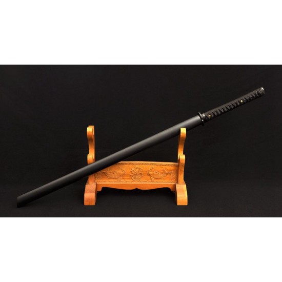 Japanese Ninjato Sword Samurai Black Carbon Steel Blade Kiriha Zukuri Full Tang