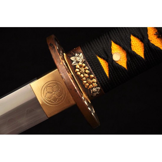 Japanese Samurai KATANA Sword Clay Temperd Damascus Folded Steel Real Rayskin Saya